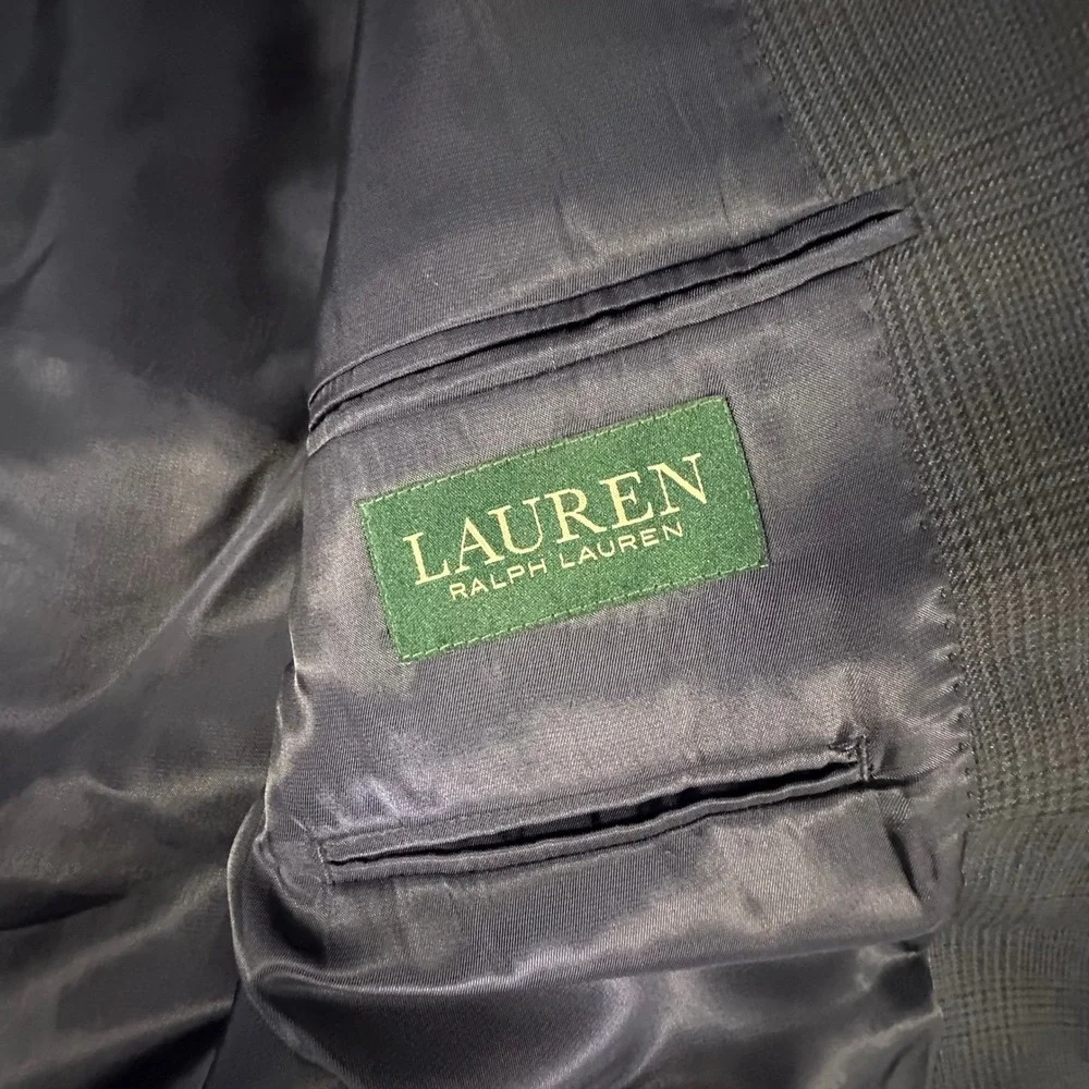 Lauren Ralph Lauren Blazer Mens 40R Blue Plaid Two Button Wool Blend